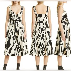 Stine Goya Gina Abstract Structured Cotton Dress Wrap Tie-Waist Dress - Size S